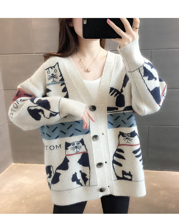 Women's Sweater Cardigan Trendy Loose Fashion Outside Wear