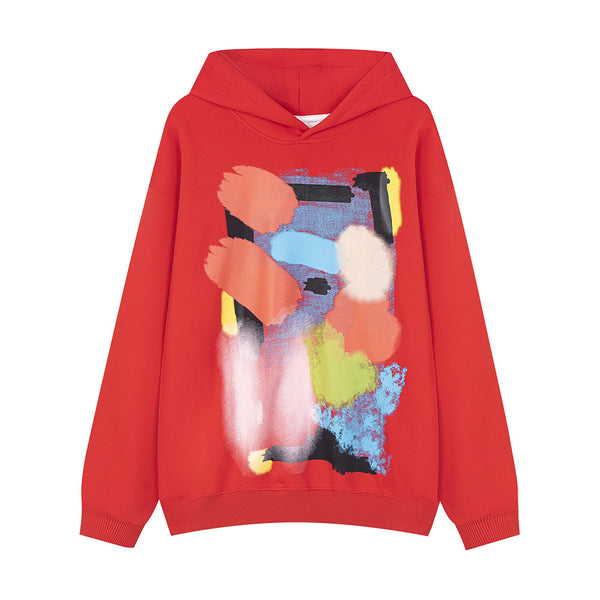 Fashion Graffiti Color Block Loose Sweater Men