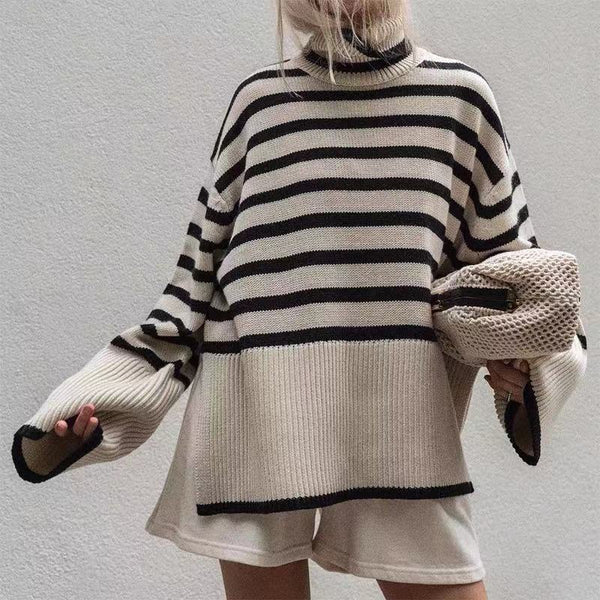 Stitching Loose And Slim Pullover Fashion Sweater