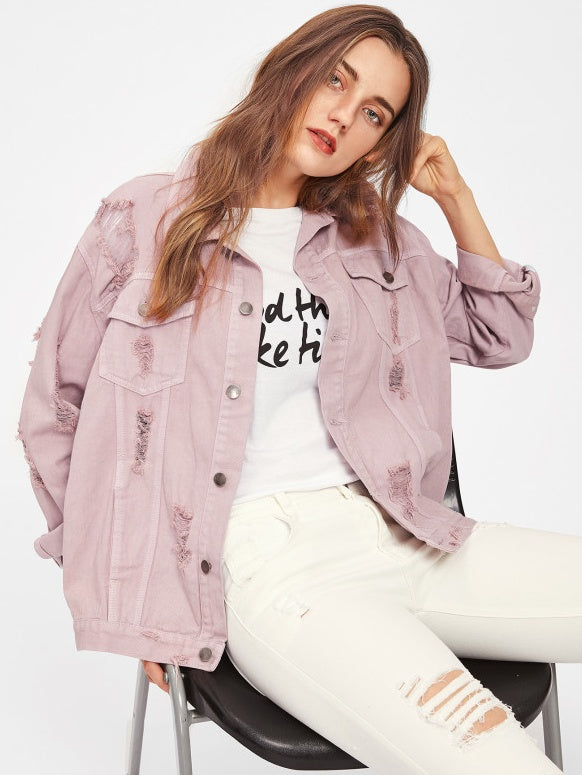 Pastel Pink Dyed denim jacket