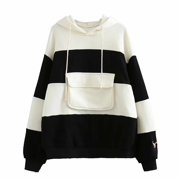 Striped panel hoodie