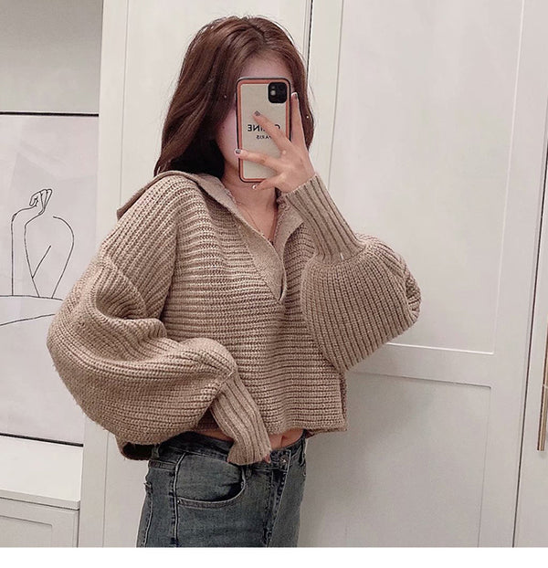 Simple And Fashionable Solid Color Loose Sweater