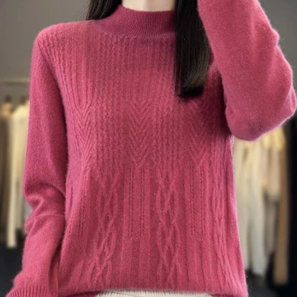 Autumn And Winter Mock Neck Sweater Fashion Pullover Solid Color Sweater