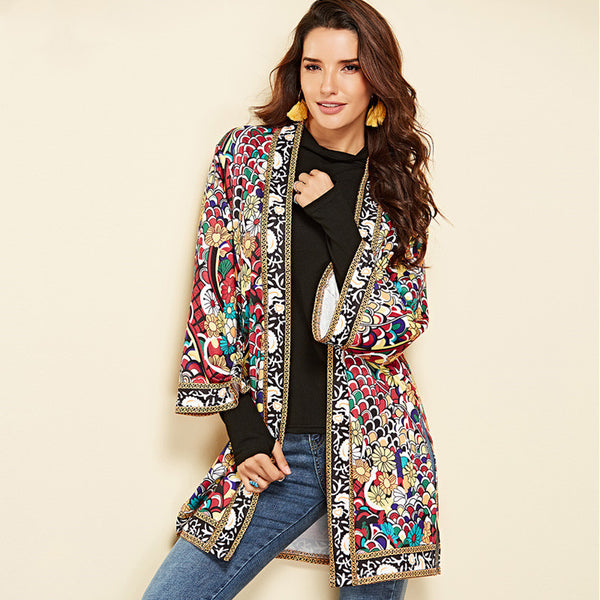 Exotic print travel cardigan