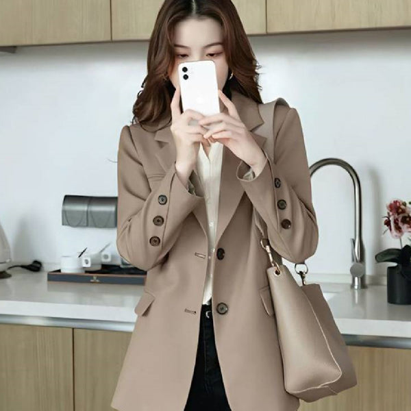 Loose Leisure All-matching Mid-length Suit Top For Women