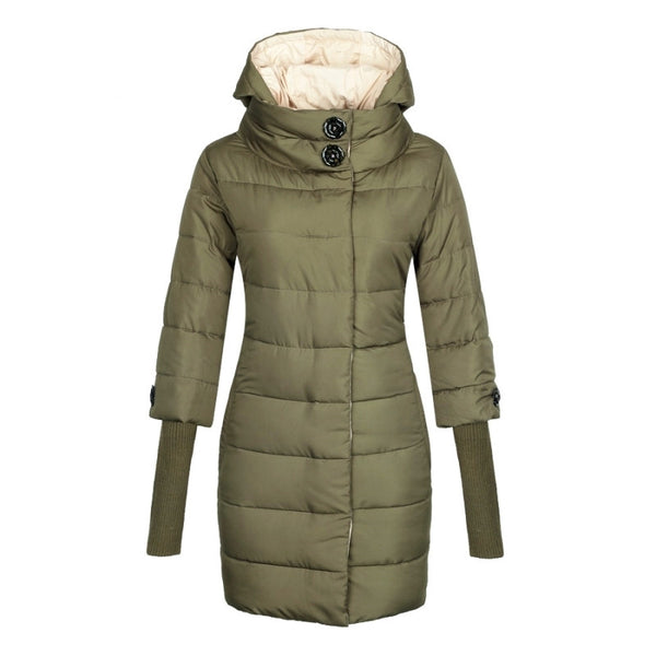 Winter Jacket Women Hooded Cotton Parka Long Coat Plus Size