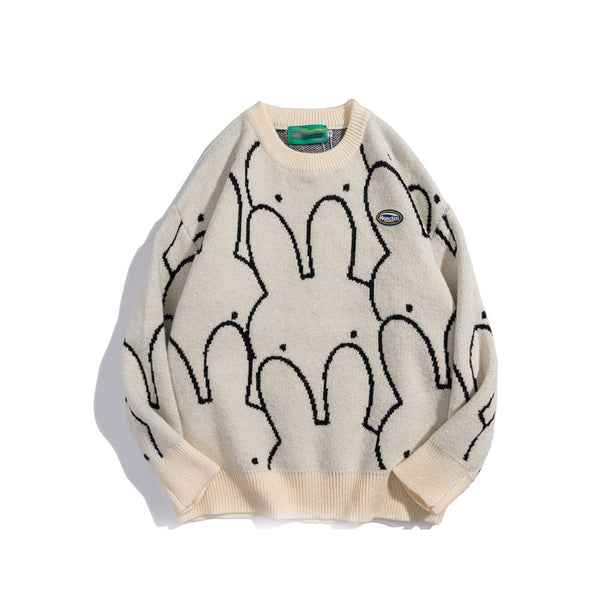 Fashion Simple Cartoon Rabbit Print Sweater