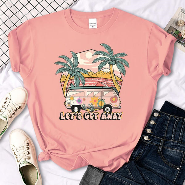 Let's Get Away Vacation Pattern Female T-shirts