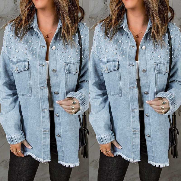 Denim Jacket Long Sleeve Washed Coat