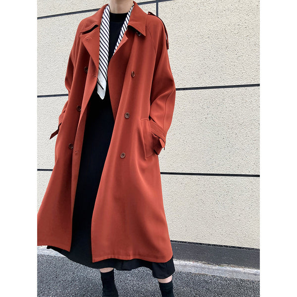 Autumn Drape British Style Loose Mid-length Over-the-knee Windbreaker Jacket Women