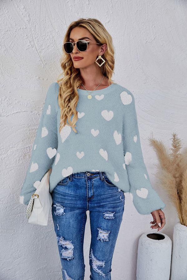 Knitted Love European And American Round Neck Sweater