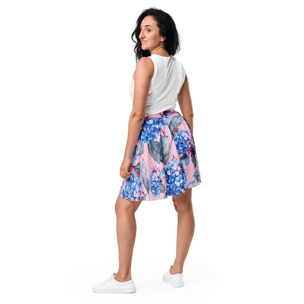 [Floral Bloom] Blushing Hydrangea Skater Skirt