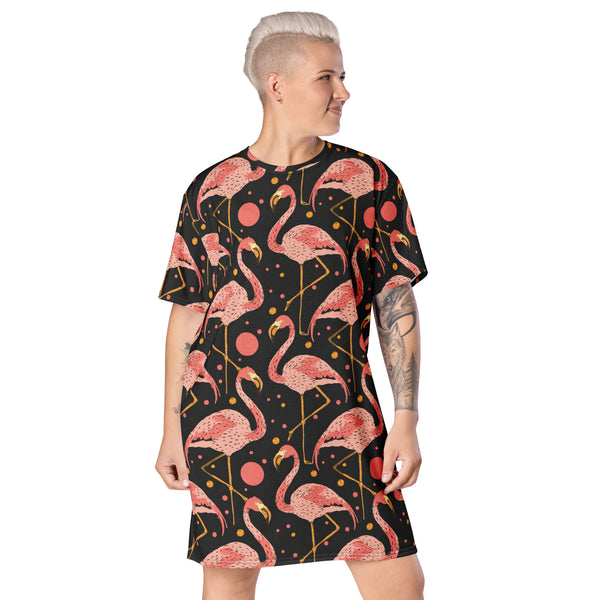 [Wild Side] Flamingo Noir T-shirt Dress