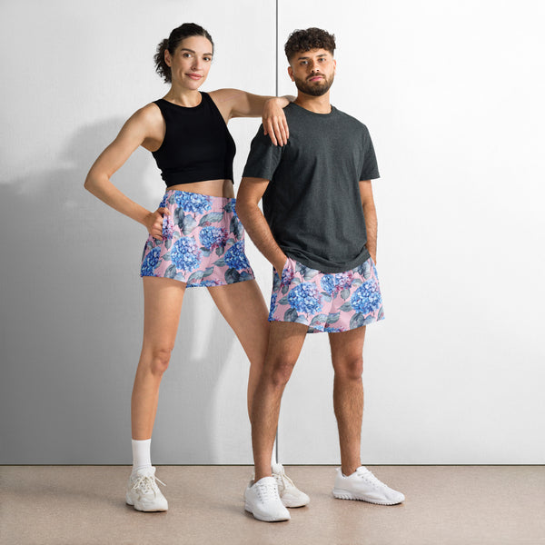 [Floral Bloom] Blushing Hydrangea Unisex Athletic Shorts