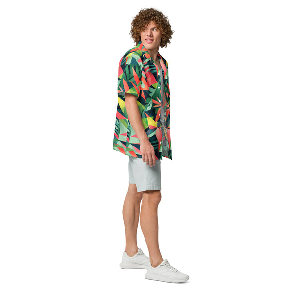 [GeoModa] Tropical Whimsy Unisex Button Shirt