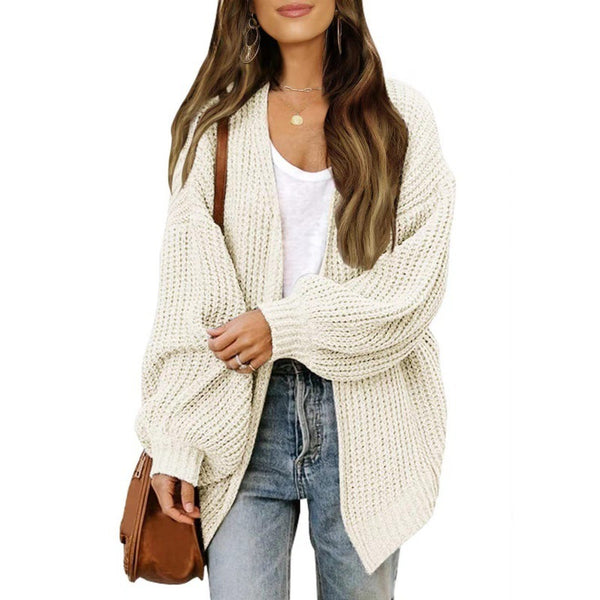 Loose Retro Sweater Coat Women's Mid-length Knitted Cardigan