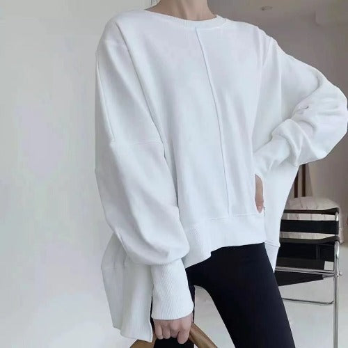 Fashion Women's Solid Color Round Neck Sweater Jacket