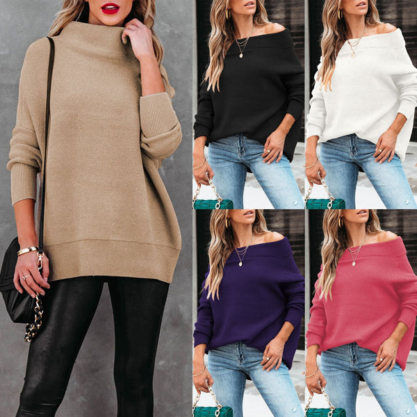 Off-neck Pullover Loose-fitting Women's Sweater