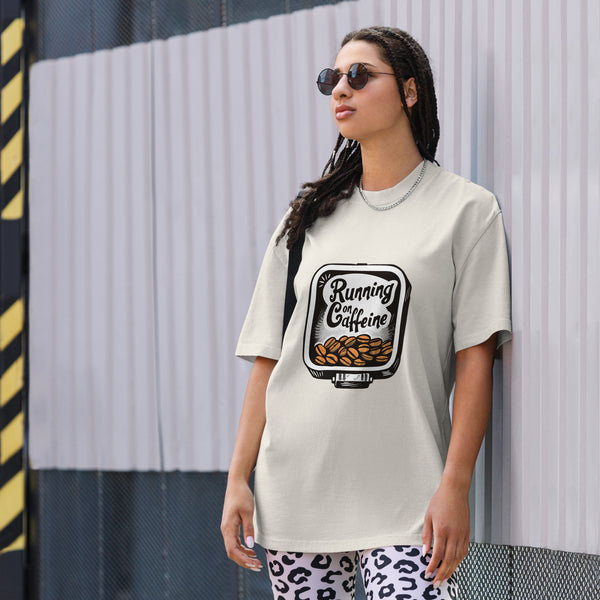 [Epicurean Vogue] Running On Caffeine Oversized Unisex Faded T-shirt