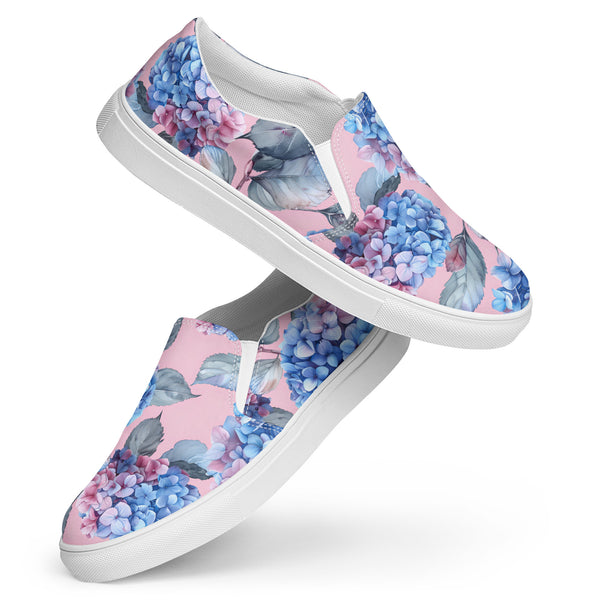 [Floral Bloom] Blushing Hydrangea Women’s Slip-on Canvas Shoes